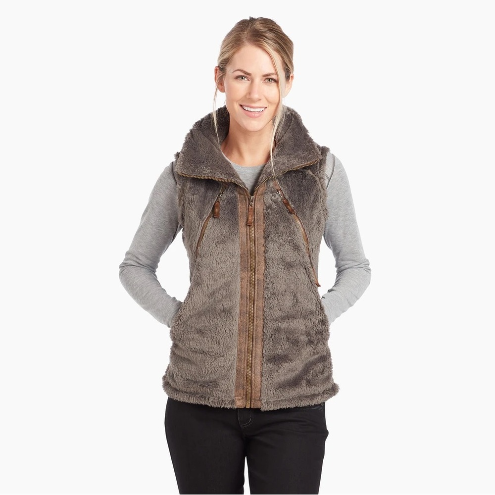 KUHL Flight Fleece Vest in Breen Small Women’s Cozy Italian Fleece Full Zip